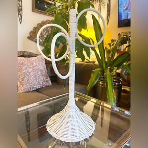 Vintage Wicker Towel Rack, Countertop Towel Holder, Boho Wicker Stand